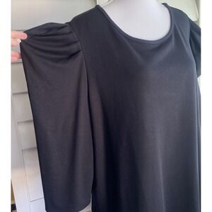 Lane Bryant Black Puff‎ Pleated Sleeves Ponte Knit Top Tunic Blouse Plus  22/24